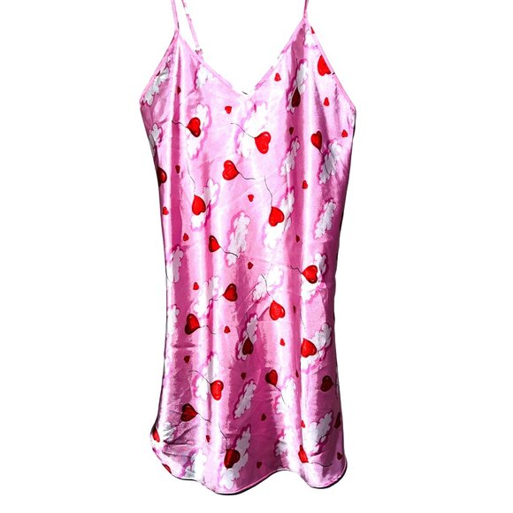 Moon Dance Other - Moon Dance Pink Heart & Cloud Patterned Satin Chemise Medium